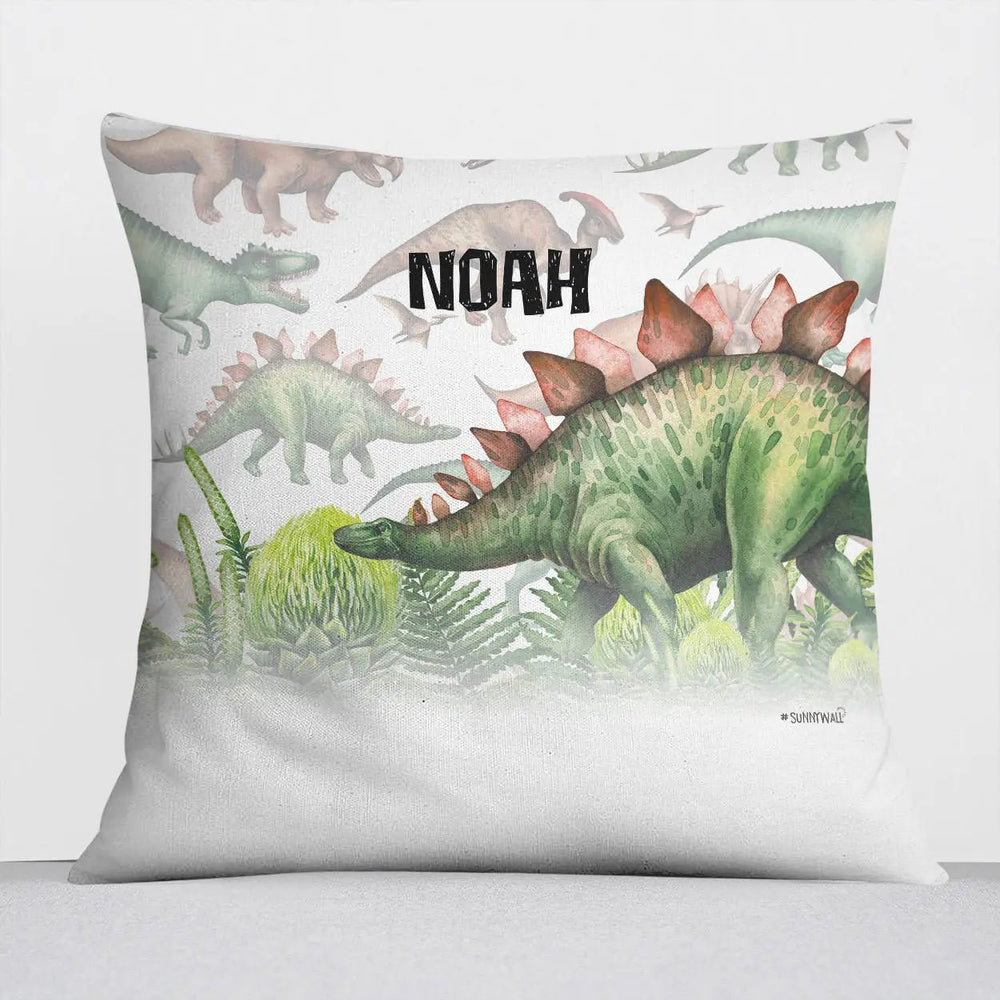 Kissen Dinosaurier Name – Personalisiertes Stegosaurus Kinderkissen mit Reißverschluss - Sunnywall - Individualität trifft Design