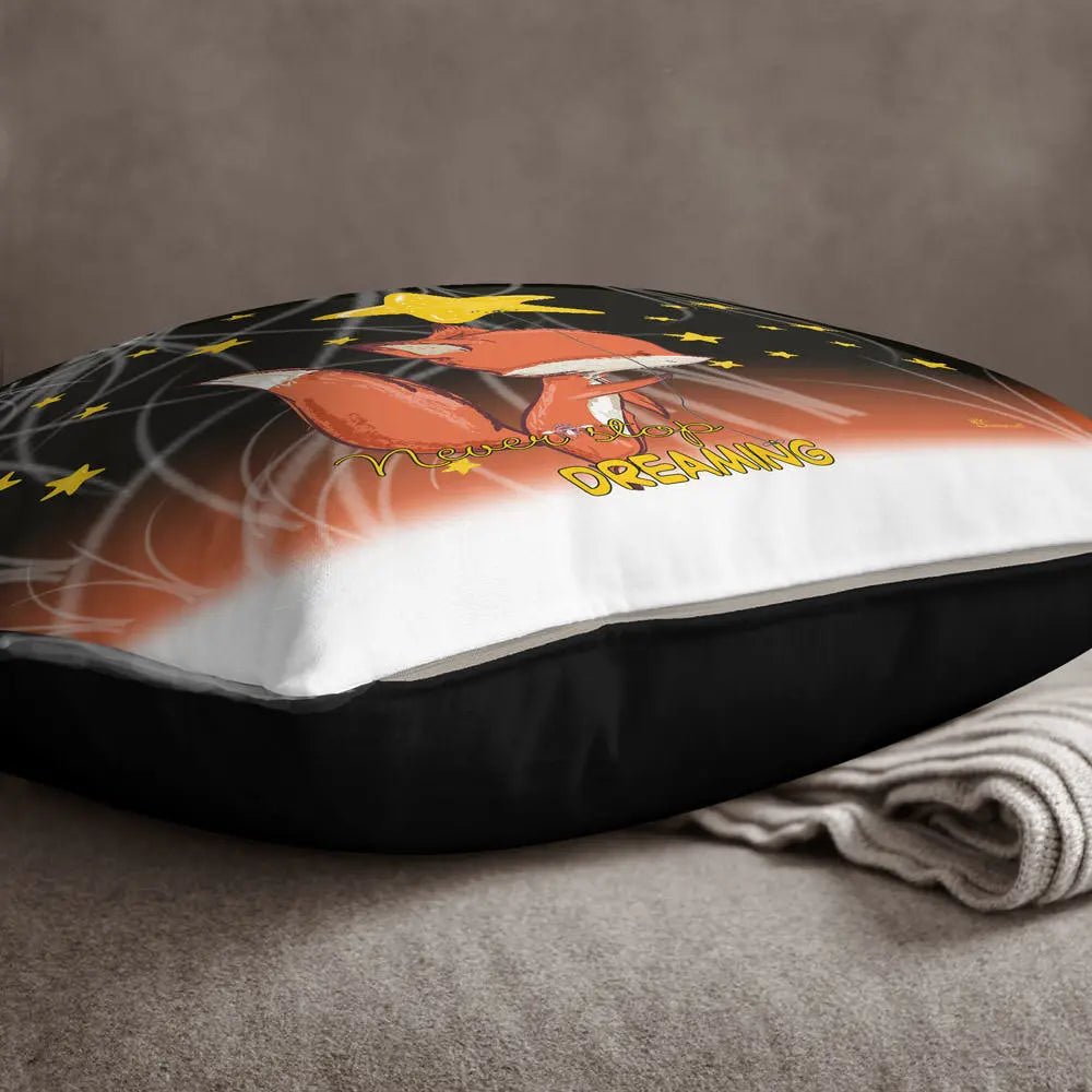 Kissen Fuchs Dreaming – Träumendes Kissen mit Sternen und Spruch - Sunnywall - Individualität trifft Design