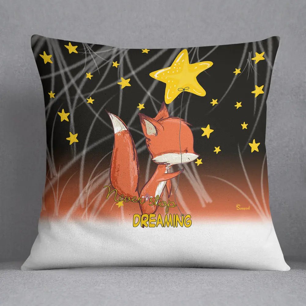 Kissen Fuchs Dreaming – Träumendes Kissen mit Sternen und Spruch - Sunnywall - Individualität trifft Design