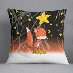 Kissen Fuchs Dreaming – Träumendes Kissen mit Sternen und Spruch - Sunnywall - Individualität trifft Design