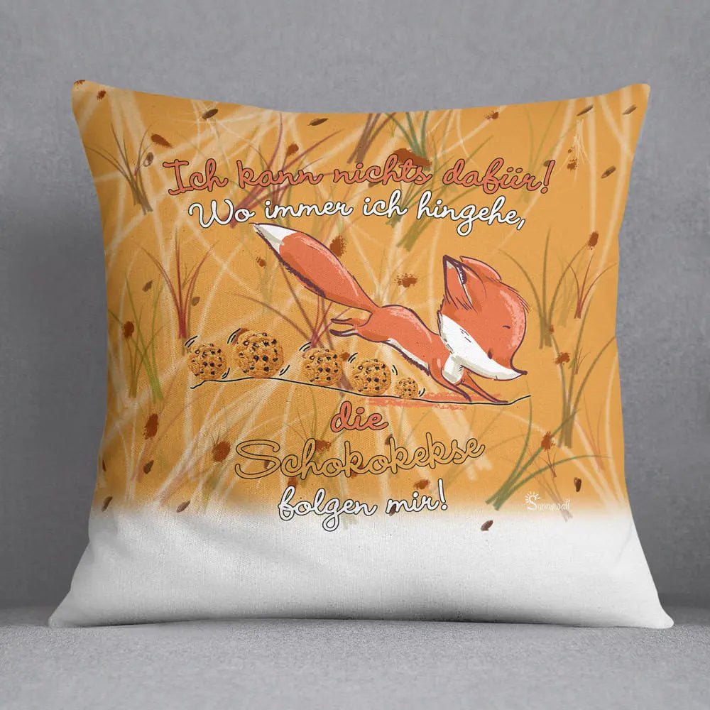 Kissen Fuchs Schokokekse – Lustiges Kissen mit Spruch & Keksen - Sunnywall - Individualität trifft Design