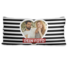 Kissen mit Herz – Fotokissen 80x40 in Schwarz-Weiß mit Wunschbild - Sunnywall - Individualität trifft Design