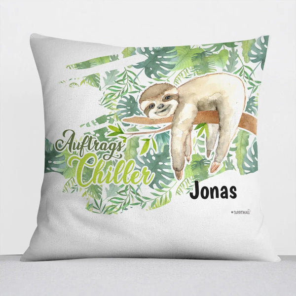 Kissen mit Reißverschluss Auftragschiller Faultier – Personalisiert mit Namen - Sunnywall - Individualität trifft Design