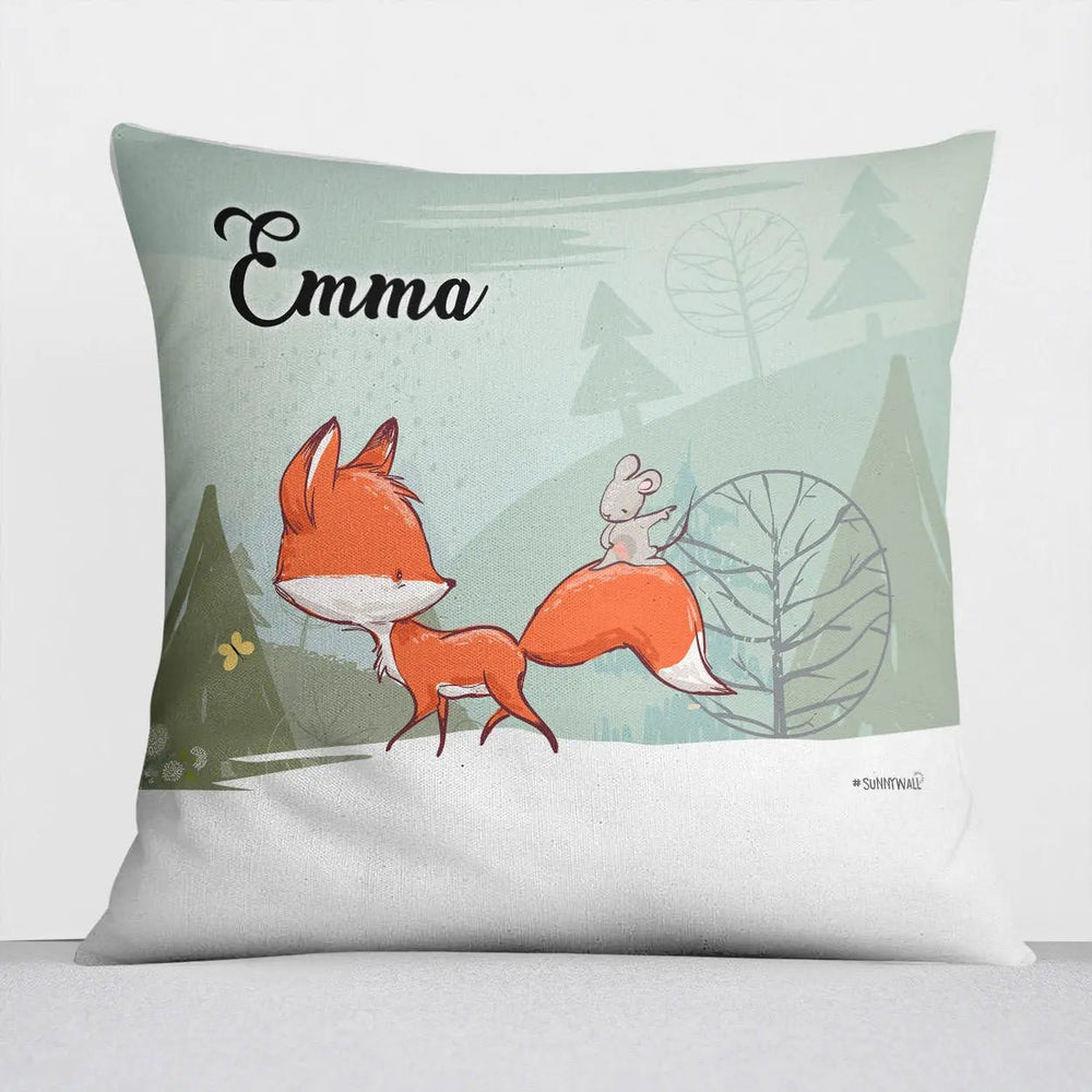 Kissen mit Reißverschluss Fuchs und Maus – Personalisiert mit Namen - Sunnywall - Individualität trifft Design
