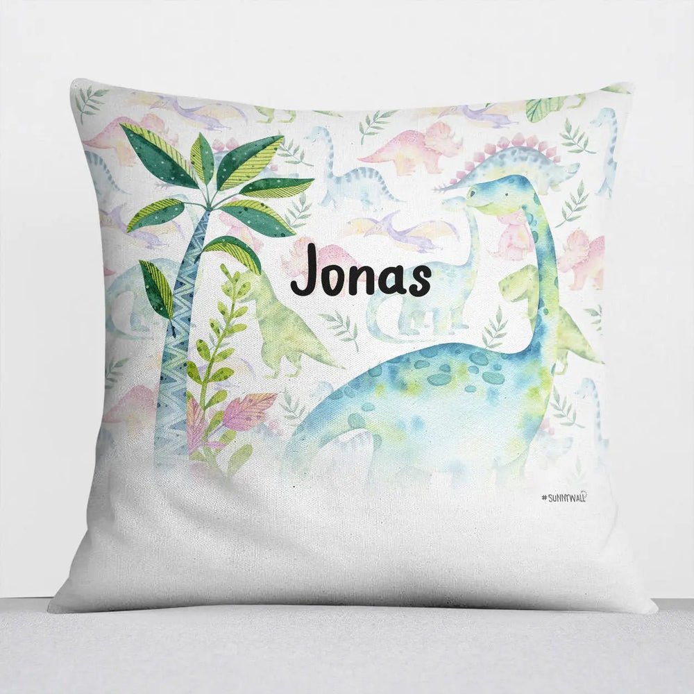Kissen mit Reißverschluss Langhals Dinosaurier – Personalisiert mit Namen - Sunnywall - Individualität trifft Design