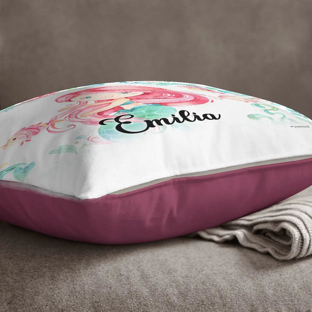 Kissen mit Reißverschluss Meerjungfrau – Personalisiert mit Namen - Sunnywall - Individualität trifft Design