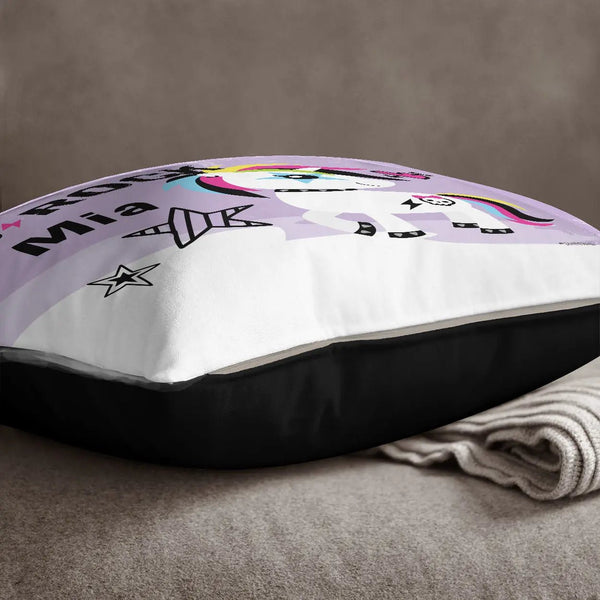 Kissen mit Reißverschluss Punk Einhorn – Personalisiert mit Namen - Sunnywall - Individualität trifft Design