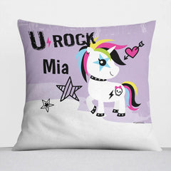 Kissen mit Reißverschluss Punk Einhorn – Personalisiert mit Namen - Sunnywall - Individualität trifft Design