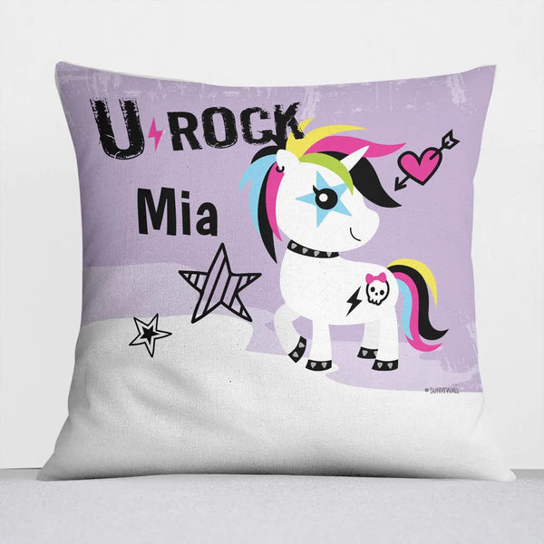Kissen mit Reißverschluss Punk Einhorn – Personalisiert mit Namen - Sunnywall - Individualität trifft Design