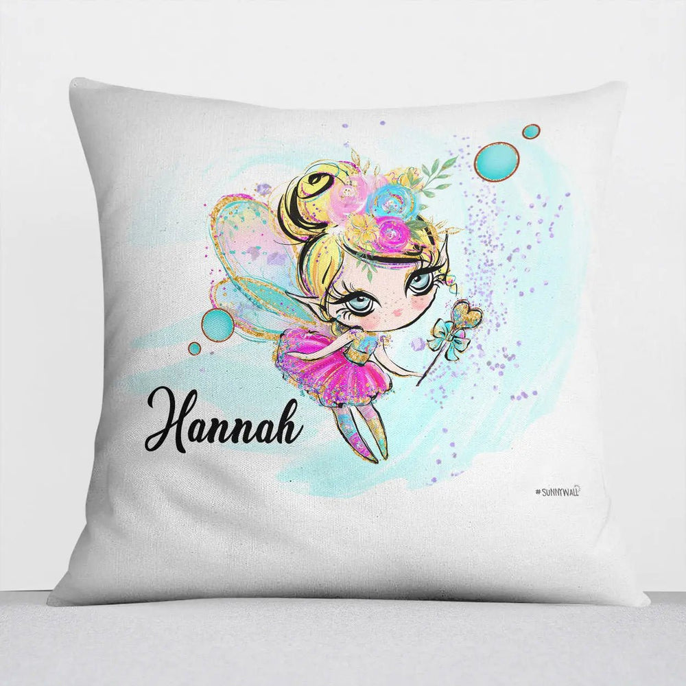 Kissen mit Reißverschluss rosa Glitzer Fee III – Personalisiert mit Namen - Sunnywall - Individualität trifft Design
