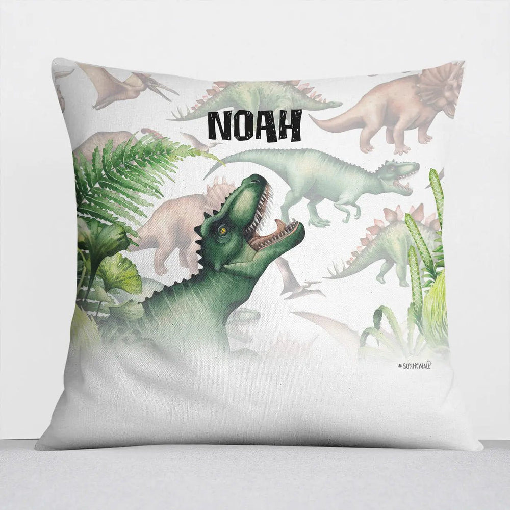 Kissen mit Reißverschluss T-Rex Dinosaurier – Personalisiert mit Namen - Sunnywall - Individualität trifft Design