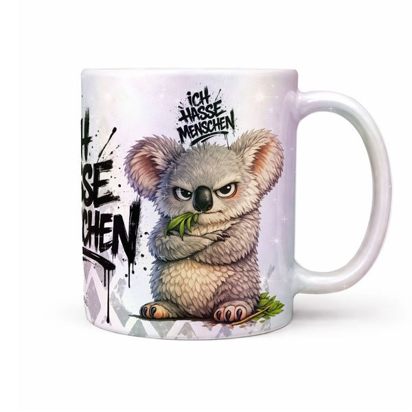 Koala Tasse „Ich hasse Menschen“ – Lustige Kaffeetasse - Sunnywall - Individualität trifft Design