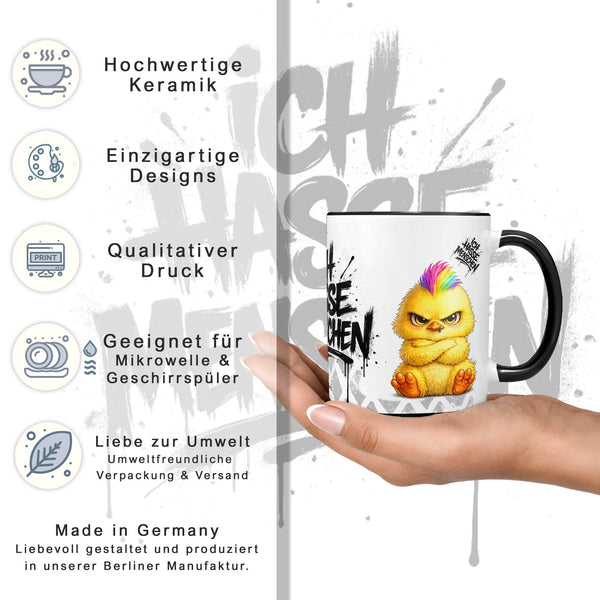 Küken Tasse „Ich hasse Menschen“ – Lustige Kaffeetasse - Sunnywall - Individualität trifft Design