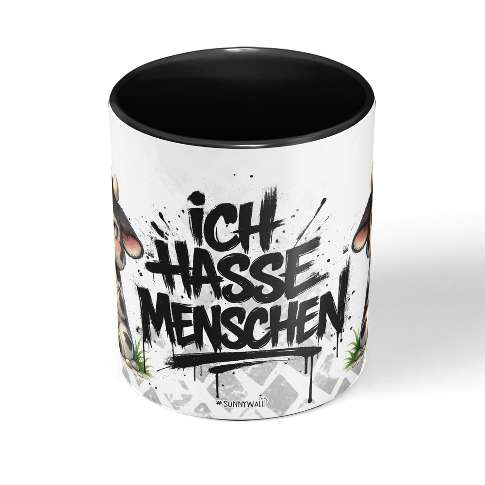 Kuh Tasse „Ich hasse Menschen“ – Lustige Kaffeetasse - Sunnywall - Individualität trifft Design