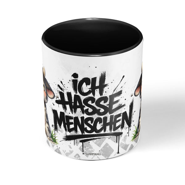 Kuh Tasse „Ich hasse Menschen“ – Lustige Kaffeetasse - Sunnywall - Individualität trifft Design