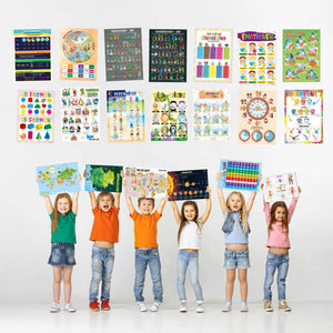 Lernposter Set Kinder A3 20er Mappe mit Ausmalpostern Vorschule Grundschule - Sunnywall - Individualität trifft Design