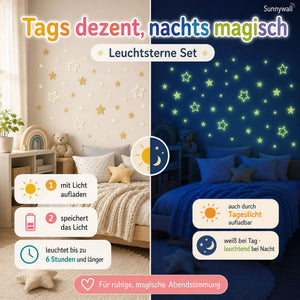 Leuchtsterne Set Kinderzimmer 572 Teile mit Goldsternen - Sunnywall - Individualität trifft Design