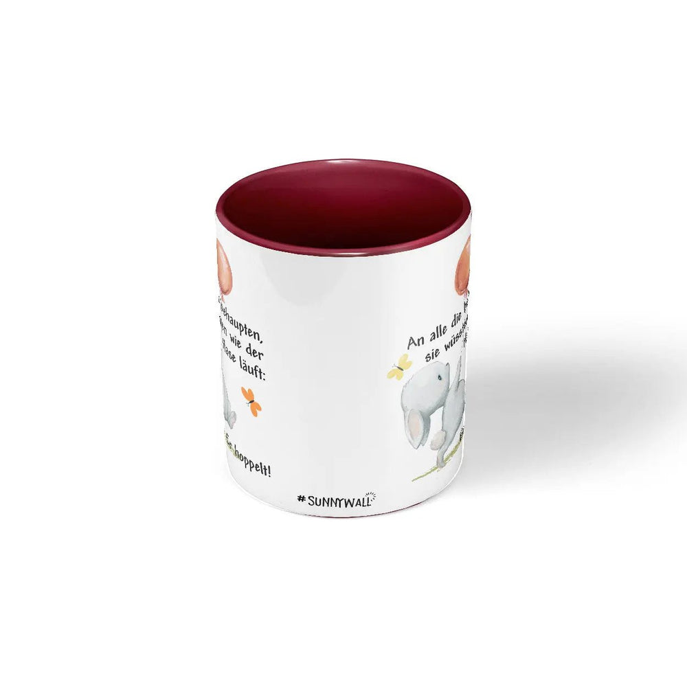 Lustige Tasse Hase Spruch Er hoppelt mit Ballon – Geschenk für Tierfreunde - Sunnywall - Individualität trifft Design