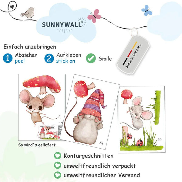 Maus Hut Spiel - Wandtattoo Kinderzimmer Wandaufkleber Babyzimmer - Sunnywall - Individualität trifft Design