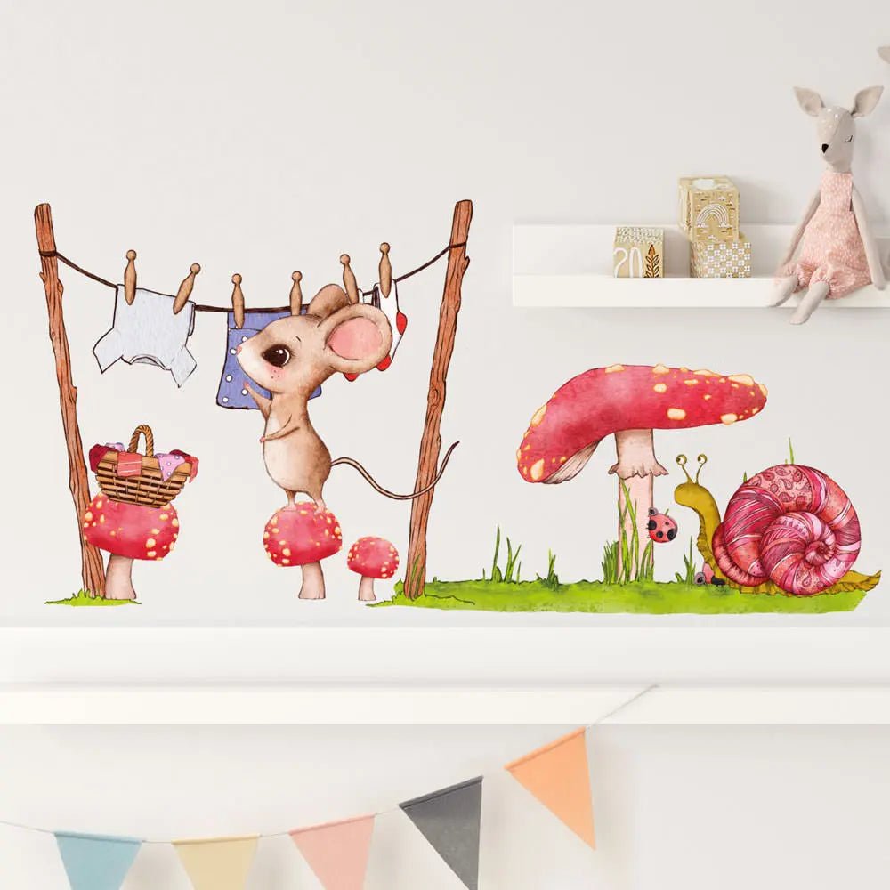 Maus Waschtag - Wandtattoo Kinderzimmer Wandaufkleber Babyzimmer - Sunnywall - Individualität trifft Design