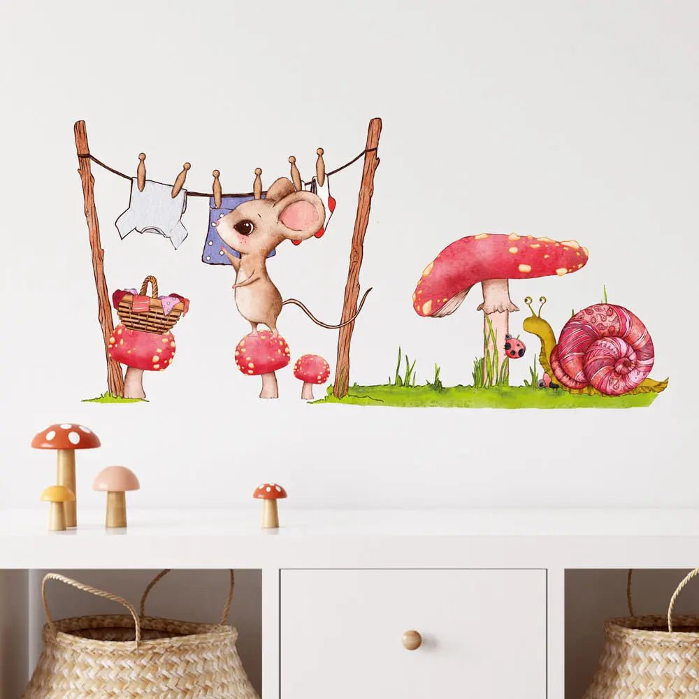 Maus Waschtag - Wandtattoo Kinderzimmer Wandaufkleber Babyzimmer - Sunnywall - Individualität trifft Design