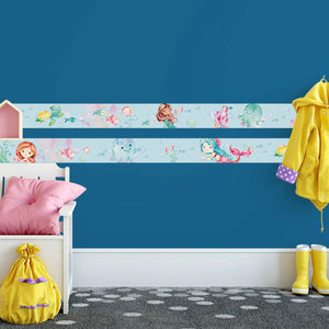 Meerjungfrauen Bordüre Vliestapete Wandbordüre Kinderzimmer - Sunnywall - Individualität trifft Design
