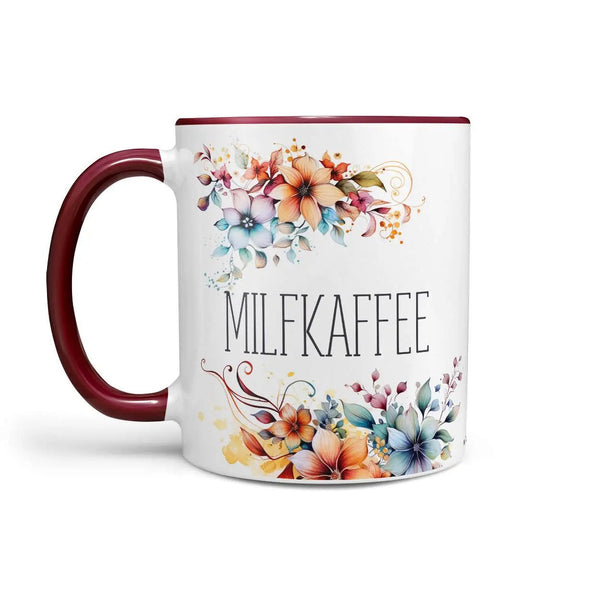 Milfkaffee Tasse mit Blumenspruch – freche Statement-Kaffeetasse - Sunnywall - Individualität trifft Design