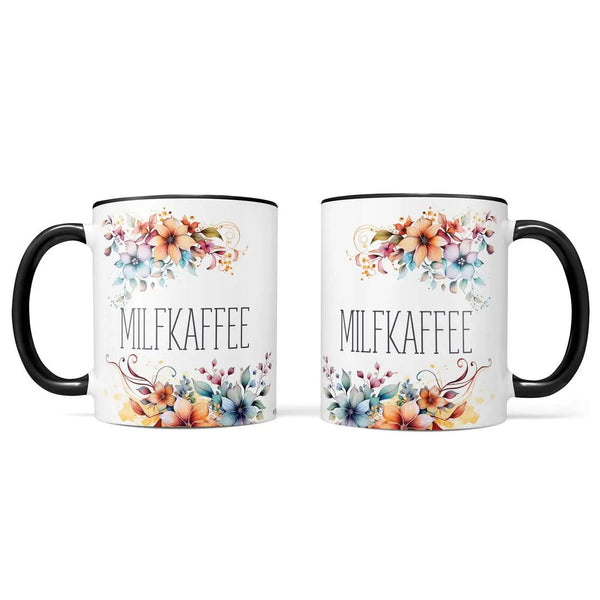 Milfkaffee Tasse mit Blumenspruch – freche Statement-Kaffeetasse - Sunnywall - Individualität trifft Design