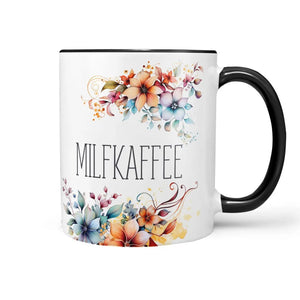 Milfkaffee Tasse mit Blumenspruch – freche Statement-Kaffeetasse - Sunnywall - Individualität trifft Design