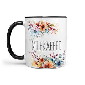 Milfkaffee Tasse mit Blumenspruch – freche Statement-Kaffeetasse - Sunnywall - Individualität trifft Design