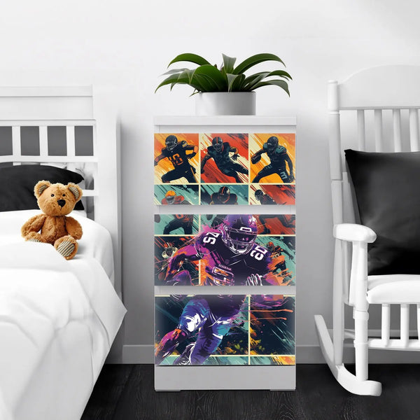 Möbelfolie passend für IKEA Malm Kommode American Football Schrankfolie - Sunnywall - Individualität trifft Design