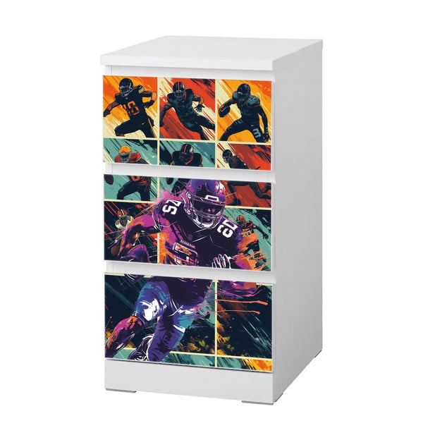 Möbelfolie passend für IKEA Malm Kommode American Football Schrankfolie - Sunnywall - Individualität trifft Design