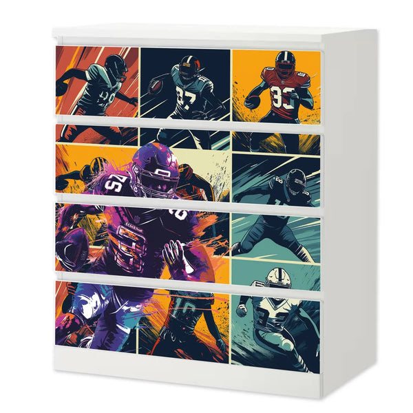 Möbelfolie passend für IKEA Malm Kommode American Football Schrankfolie - Sunnywall - Individualität trifft Design