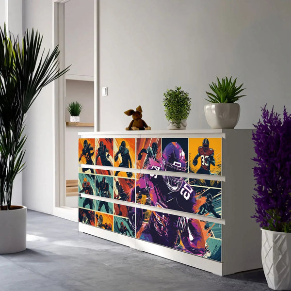 Möbelfolie IKEA Malm American Football – actionreiches Design für Sportfans - Sunnywall - Individualität trifft Design