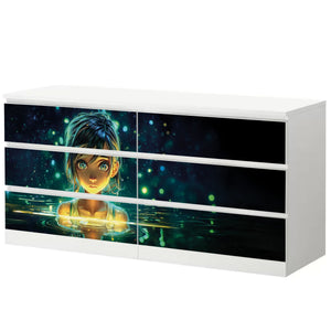 Möbelfolie IKEA MALM Anime - Nanami Leuchtendes Mädchen im Wasser - Sunnywall - Individualität trifft Design