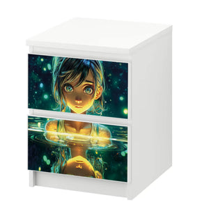 Möbelfolie IKEA MALM Anime - Nanami Leuchtendes Mädchen im Wasser - Sunnywall - Individualität trifft Design