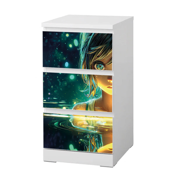 Möbelfolie IKEA MALM Anime - Nanami Leuchtendes Mädchen im Wasser - Sunnywall - Individualität trifft Design