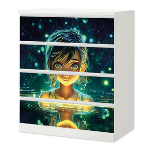 Möbelfolie IKEA MALM Anime - Nanami Leuchtendes Mädchen im Wasser - Sunnywall - Individualität trifft Design