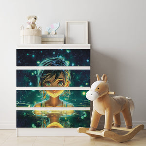 Möbelfolie IKEA MALM Anime - Nanami Leuchtendes Mädchen im Wasser - Sunnywall - Individualität trifft Design