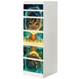 Möbelfolie IKEA MALM Anime - Nanami Leuchtendes Mädchen im Wasser - Sunnywall - Individualität trifft Design
