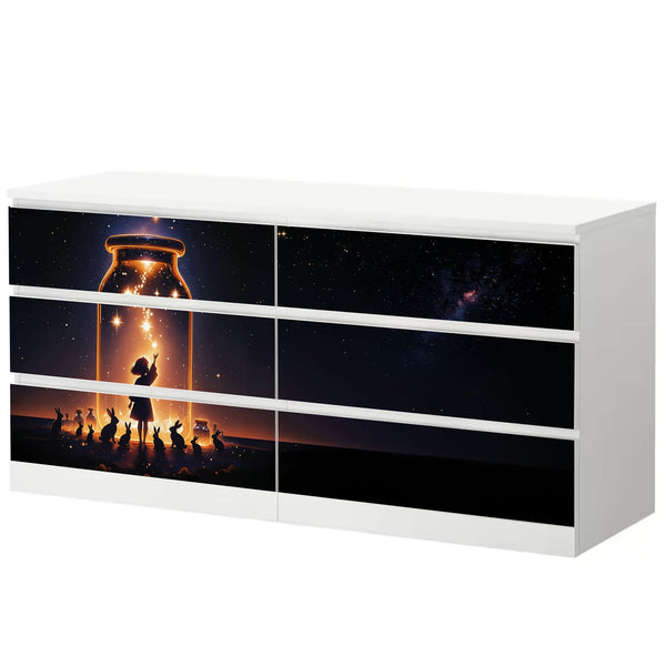 Möbelfolie IKEA MALM Anime Sternenfänger – Magisches Mädchen mit Sternen im Glas - Sunnywall - Individualität trifft Design
