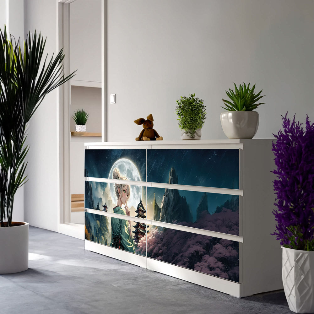 Möbelfolie IKEA MALM Anime – Tsukigami Mondgöttin bei Vollmond - Sunnywall - Individualität trifft Design