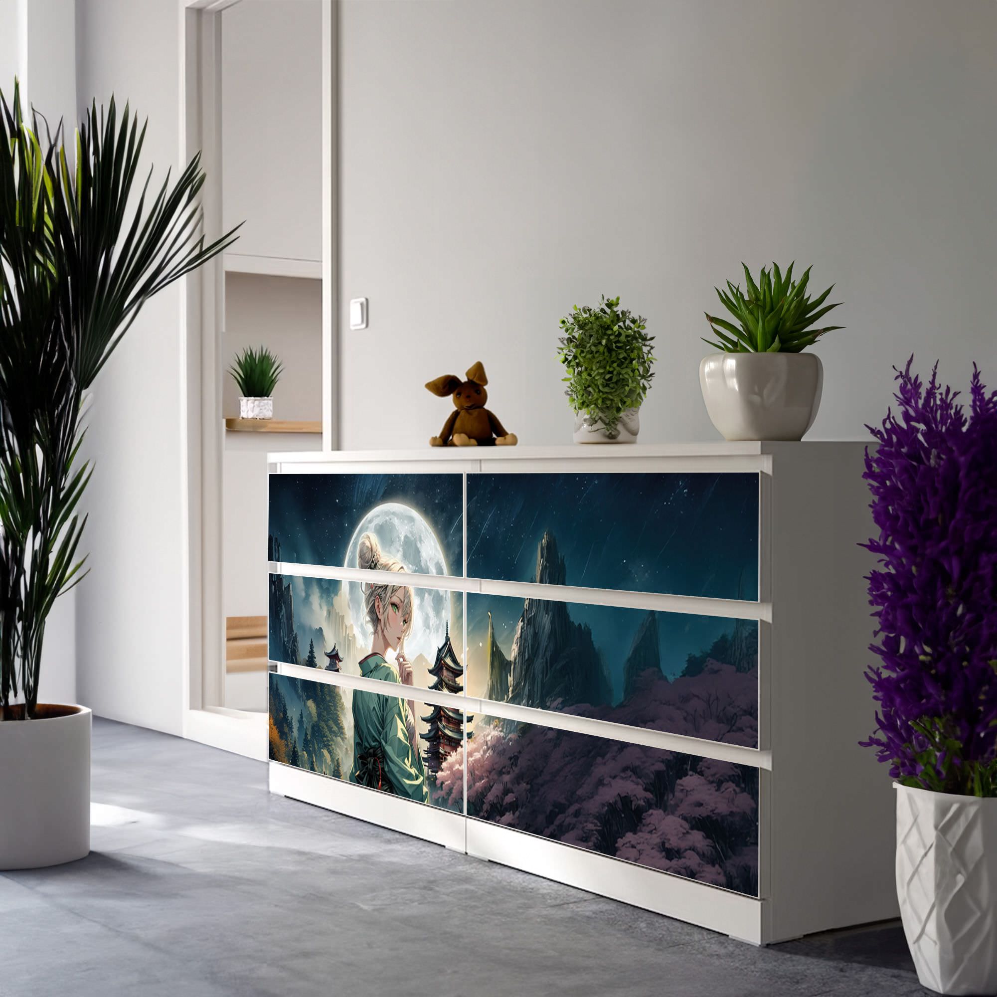 Möbelfolie IKEA MALM Anime – Tsukigami Mondgöttin bei Vollmond - Sunnywall - Individualität trifft Design
