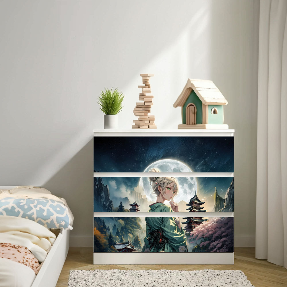 Möbelfolie IKEA MALM Anime – Tsukigami Mondgöttin bei Vollmond - Sunnywall - Individualität trifft Design
