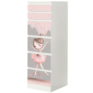 Möbelfolie IKEA Malm Ballerina – modernes Tanzmotiv in Rosa und Grau - Sunnywall - Individualität trifft Design