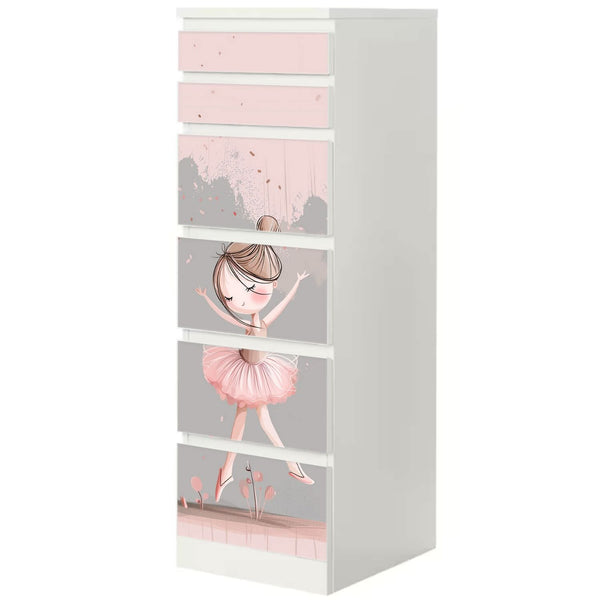 Möbelfolie IKEA Malm Ballerina – modernes Tanzmotiv in Rosa und Grau - Sunnywall - Individualität trifft Design