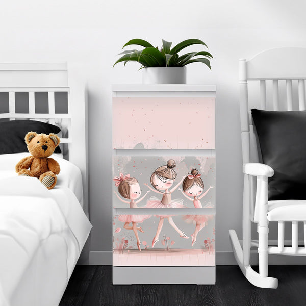 Möbelfolie IKEA Malm Ballerina – modernes Tanzmotiv in Rosa und Grau - Sunnywall - Individualität trifft Design