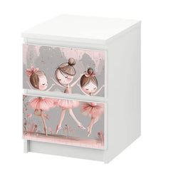 Möbelfolie IKEA Malm Ballerina – modernes Tanzmotiv in Rosa und Grau - Sunnywall - Individualität trifft Design