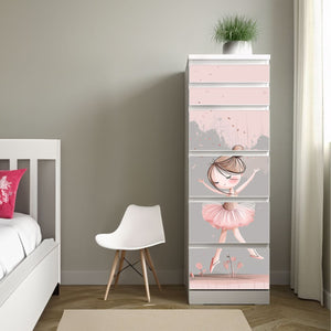 Möbelfolie IKEA Malm Ballerina – modernes Tanzmotiv in Rosa und Grau - Sunnywall - Individualität trifft Design