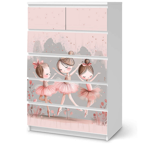 Möbelfolie IKEA Malm Ballerina – modernes Tanzmotiv in Rosa und Grau - Sunnywall - Individualität trifft Design